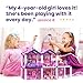 Dollhouse with 4 Princesses, 4 Unicorns, Dog, Furniture and Accessories - Pink and Purple Dream Doll House Toy for Little Girls - 5 Rooms w/Garden, Furniture and Accessories, Gift for Girls Ages 2-7