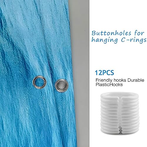 Rideau de douche gris bleu KnSam en polyester haut de gamme avec œillets renforcés