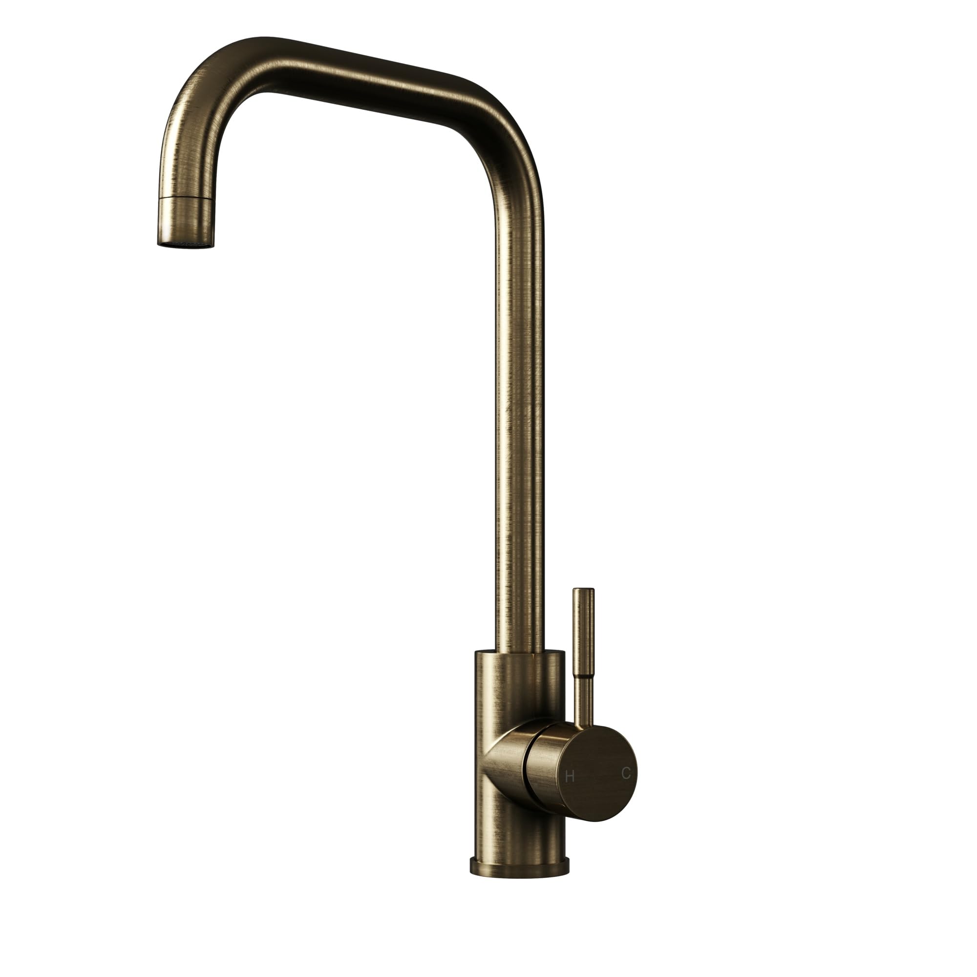 Liquida Brass Vt74ab Antique Single Lever Square Neck Swivel Spout Kitchen Tap