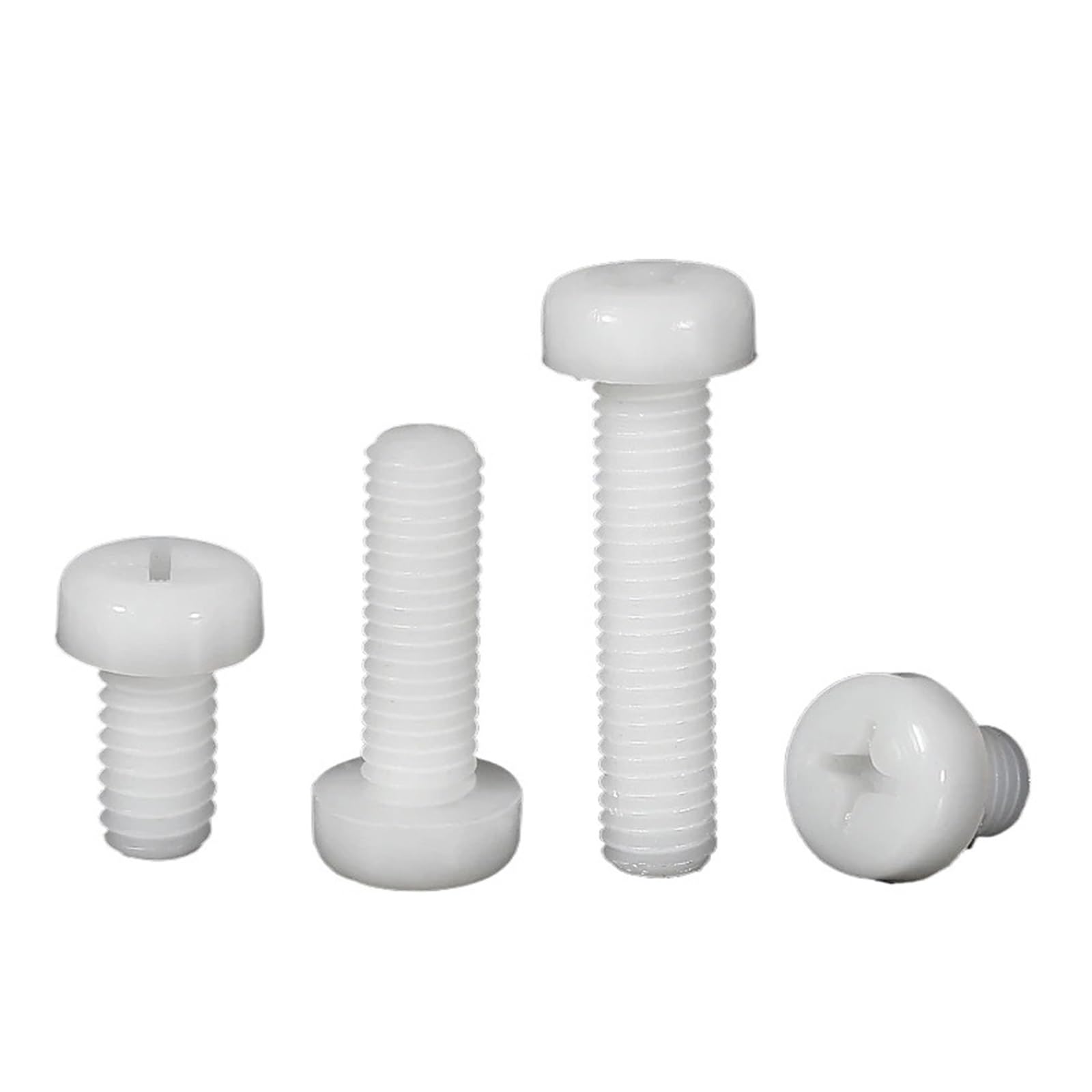 Juego de Tuercas y Tornillos de Nailon Blanco M2 M2.5 M3 M4 M5 M6, Rosca métrica, Cabeza Plana de plástico, Perno Redondo Cruzado, Tornillo Aislado de plástico(M2-M6 (1 Set))
