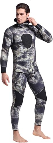 Miniatura 4 de Nataly Osmann Traje de neopreno de camuflaje premium para hombre, 0.197 in, para buceo, con capucha, trajes de snorkel
