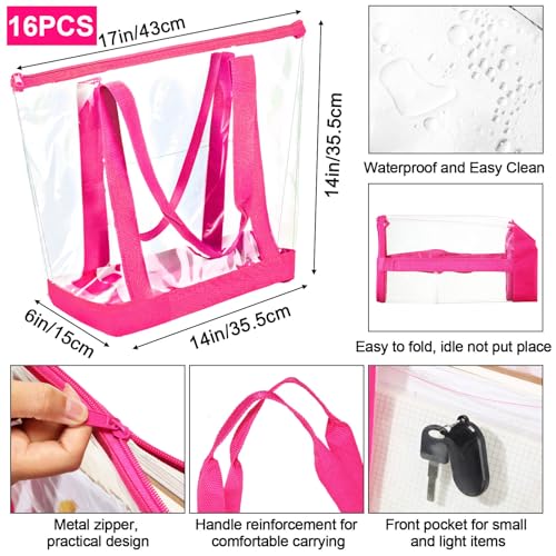 Image of Silkfly Clear Tote Bags Bulk, PVC Shoulder Handbag, Security Approved See Through Bag with Zipper Closure for Work
