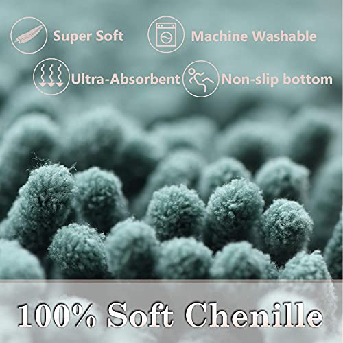 RUN HELIX Ultra Soft Chenille Bath Mat Non Slip, Bath Mat Set 3 Piece, Shaggy Bathroom Mats - Image 3