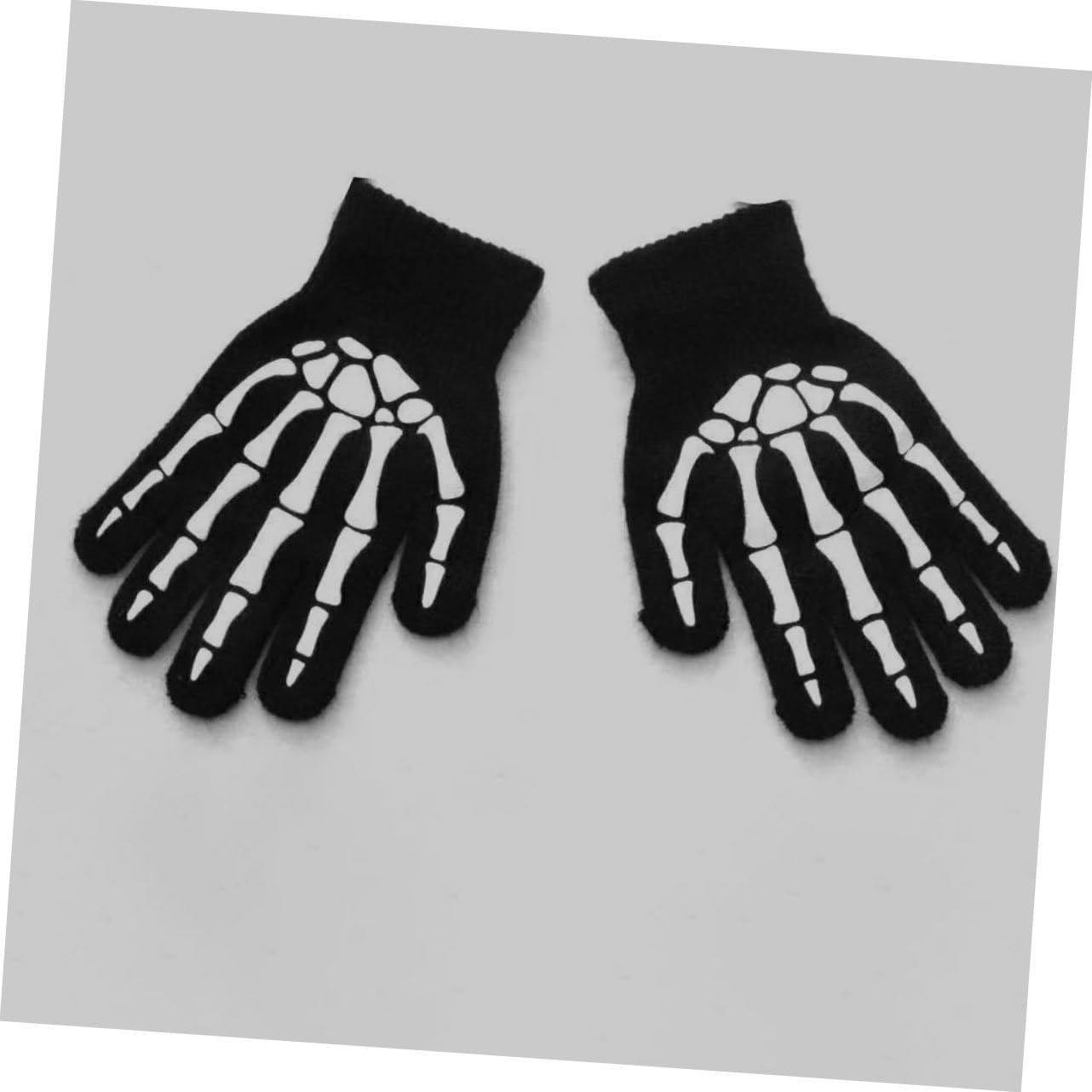 NULYLU Night Bike Riding Gloves Halloween Gloves Skeleton Design Led Lights for Safety Warmth