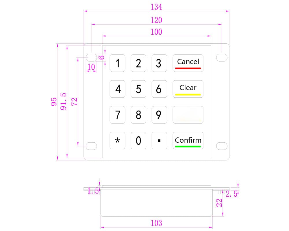 Tastiera in metallo resistente impermeabile IP54 a 16 tasti for distributori automatici e chioschi di armadietti for pacchi(Matrix Interface,Layout 5)