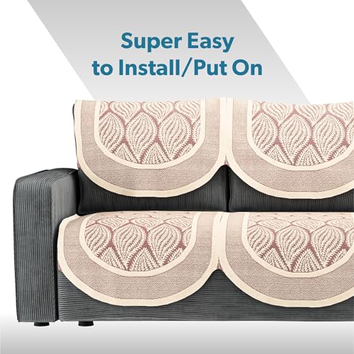 Image of Kuber Industries (Set of 10) Stylish & Durable Net Cotton Sofa Covers 5 Seater | Aesthetic Sofa Protector /Mat & Slipcover for Hall, Living Room & Office | Coconut Bright - Maroon