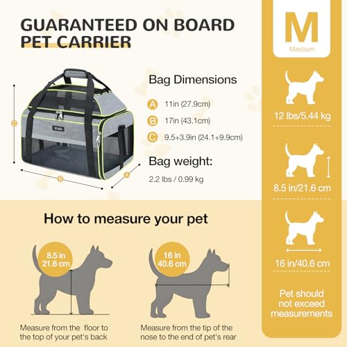 Image of Lekereise Top-Expandable Pet Carrier 17x11x9.5 Inch Alaska Hawaiian Airline Approved Soft Sided Underseat to 12lbs Travel Carriers for Small Dogs and Cats with Locking Safety Zippers Anti-Scratch Mesh