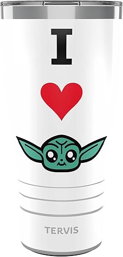Tervis Traveler - Vaso aislado de triple pared con aislamiento de Star Wars Mandalorian I Heart Grogu, mantiene las bebidas frías y calientes, 30