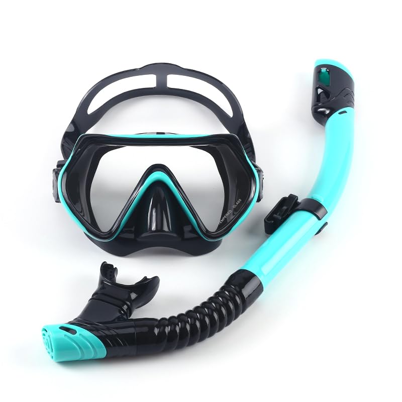 Jemora Maschera per immersione libera e snorkeling Occhialini da nuoto panoramici ad alta trasparenza Vetro temperato con copertura per il naso Attrezzatura per snorkeling per adulti Tubo per respiraz