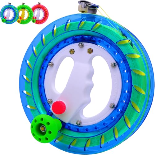 TianYueFly Kite Reel and Kite String Spool,8inches Dia with 1000ft String, Kites Line Winder with Lock and Connector for Kids & Adults (Blue)