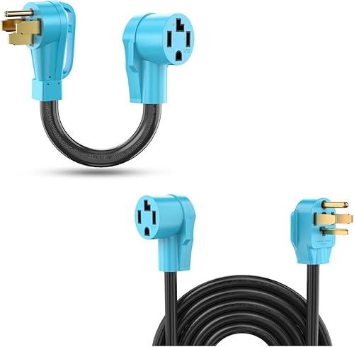 CircleCord Cable adaptador de cargador NEMA 14-50P a 14-30R EV y cable de extensión de secado de 4 puntas y 50 pies con certificación UL