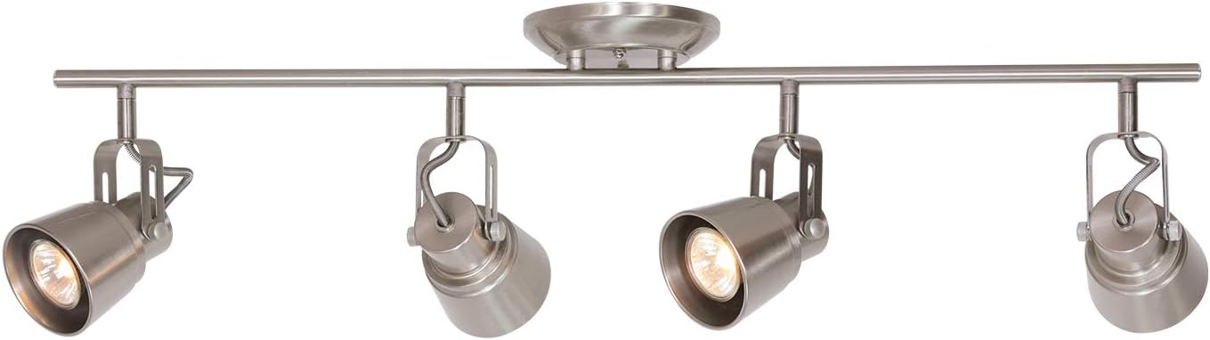 MELUCEE 4-Light Track Lighting Kit With Rattan Shades | Black Ceiling Spotlight Fixture For Farmhouse, Bathroom, Hallway