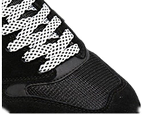 Boowhol 1 Paire Lacets de Couleur à deux tons Plats largeur 8MM pour Baskets Runnings Tennis, différentes couleurs et longueurs (Blanc noir, 120 CM) – vue 4