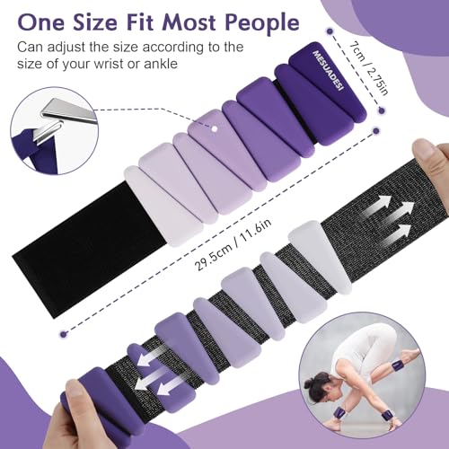 Wrist Weights for Women, Set of 2 Adjustable Ankle Weights Wearable Arm and Leg Wrist Weights for Walking Yoga Pilates Running Dance Gym 1Lb Each (Gradient Purple)