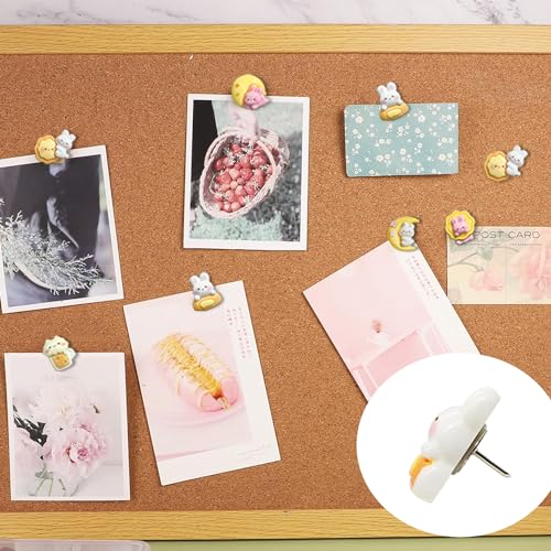 30 pcs Rabbit Push Pins Cute Rabbit Thumb Tacks Creative Drawing Pins Softwood Decorative Push Pins Billboard Photo,for Bulletin Board Office Supplies(Yellow Rabbit) - Image 5