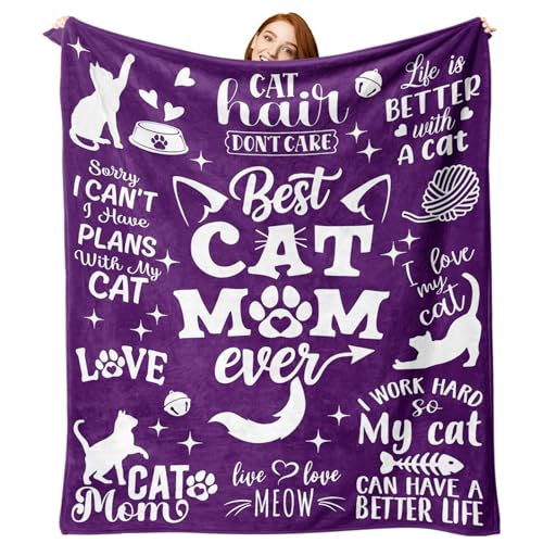 Paayna Cat Mom Flannel Throw Blanket 50x60