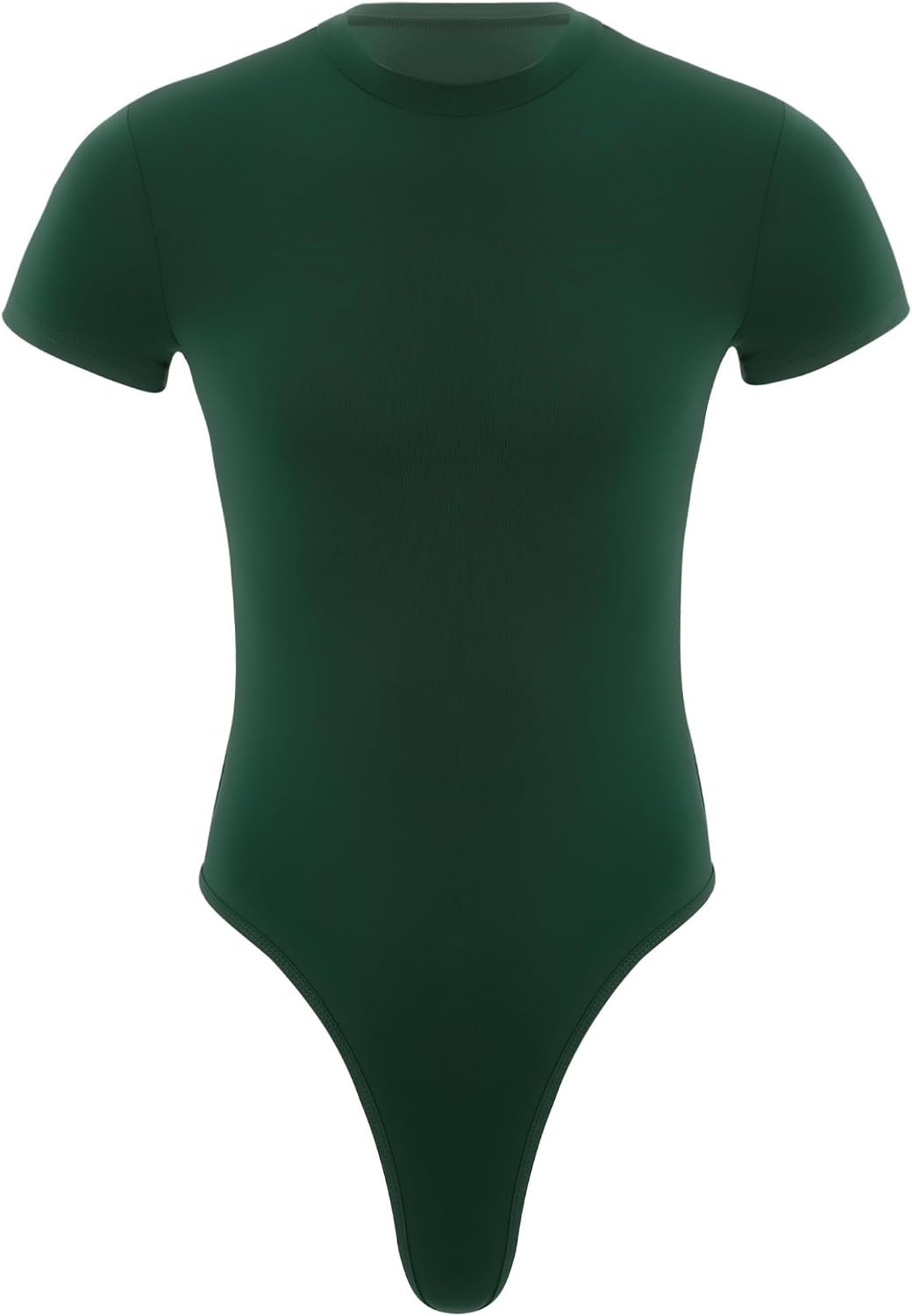 Jelory Mens Short Sleeve Undershirt Stretch Button Crotch Jumpsuit Mankini Rompers Athletic Supporters Green X-Large