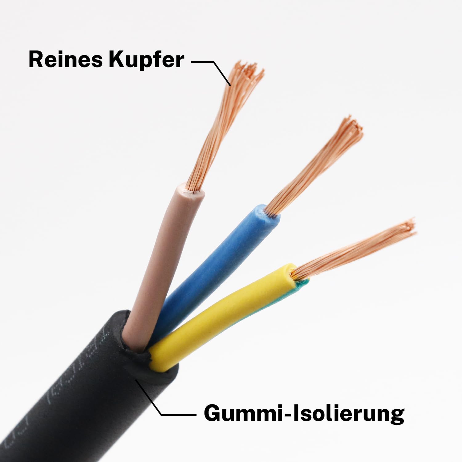 FIRMERST Gummikabel 3x1mm² Stromkabel Außenbereich 15 Meter, Wetterfest und Flexibel für Gartenbeleuchtung und Werkzeuge