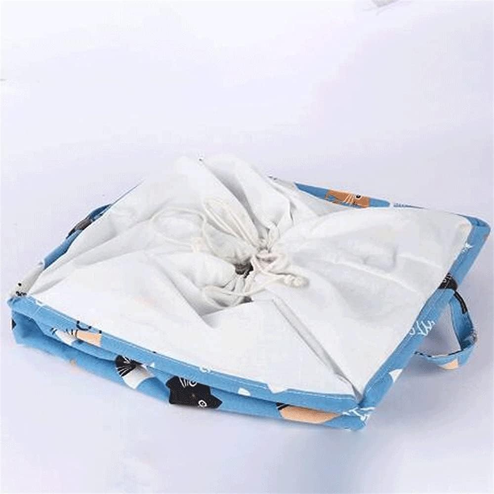 Clothes Quilt Big Storage Box Fabric Household Wardrobe Large Moving Artifact Beam Mouth Storage Bag Organizing Basket-Blue
