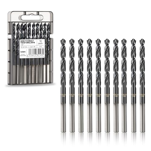 Image of toolant 7 /32 inch Cobalt Drill Bit Set(Pro) Titanium Aluminum Nitride Coated (TiAlN) with Bullet Point Tip, 10-Piece Bulk