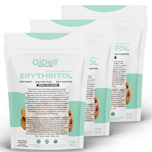 GiDeli Eritritol 15 kg de azúcar granulada sin calorías sustituto de alimentos como alternativa vegana y de azúcar amigable con los dientes