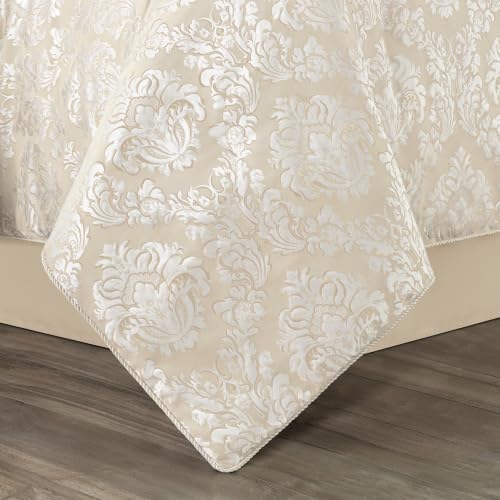 Loom and Mill 9-Piece Elegant Damask Comforter Sets Jacquard Medallion Design, Ultra Soft Floral Bedding with Euro Shams, Bedskirt, Filled Decorative Pillow for Home (Beige White, King) by Loom and Mill - Used condition - Image 6