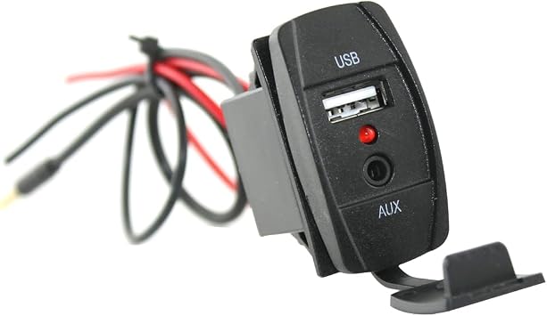ULTECHNOVO Aux Adapter for Car, 12V Car Audio Accessories 3.5mm Jack AUX/USB Socket Adapter, Dual Charging Ports for, Hands-Free Calling