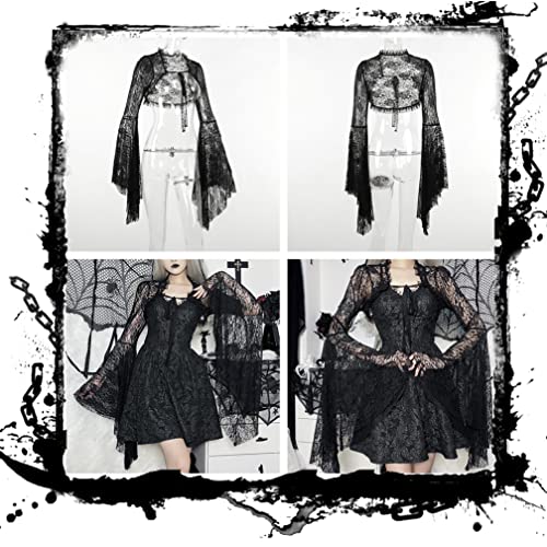 Image of Goth Shrug Black Gothic Victorian Shrugs Crop Top For Women