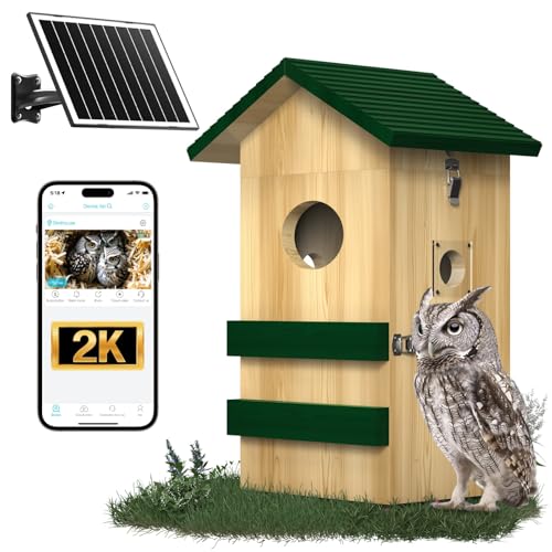 Owl Box with Camera Solar Powered,Large Pinewood Owls Nesting Box for Screech owl,4G Cellular,2K HD,Instant Alerts,Night Vision,APP Control,Nest Box for Outside(NOT WiFi) Owl Box with Camera Solar Powered,Large Pinewood Owls Nesting Box for Screech owl,4G Cellular,2K HD,Instant Alerts,Night Vision,APP Control,Nest Box for Outside(NOT WiFi)