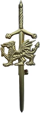 AAR Wales Dragon Kilt Pin 4" Antique, Chrome & Gold Finish Kilt Pins