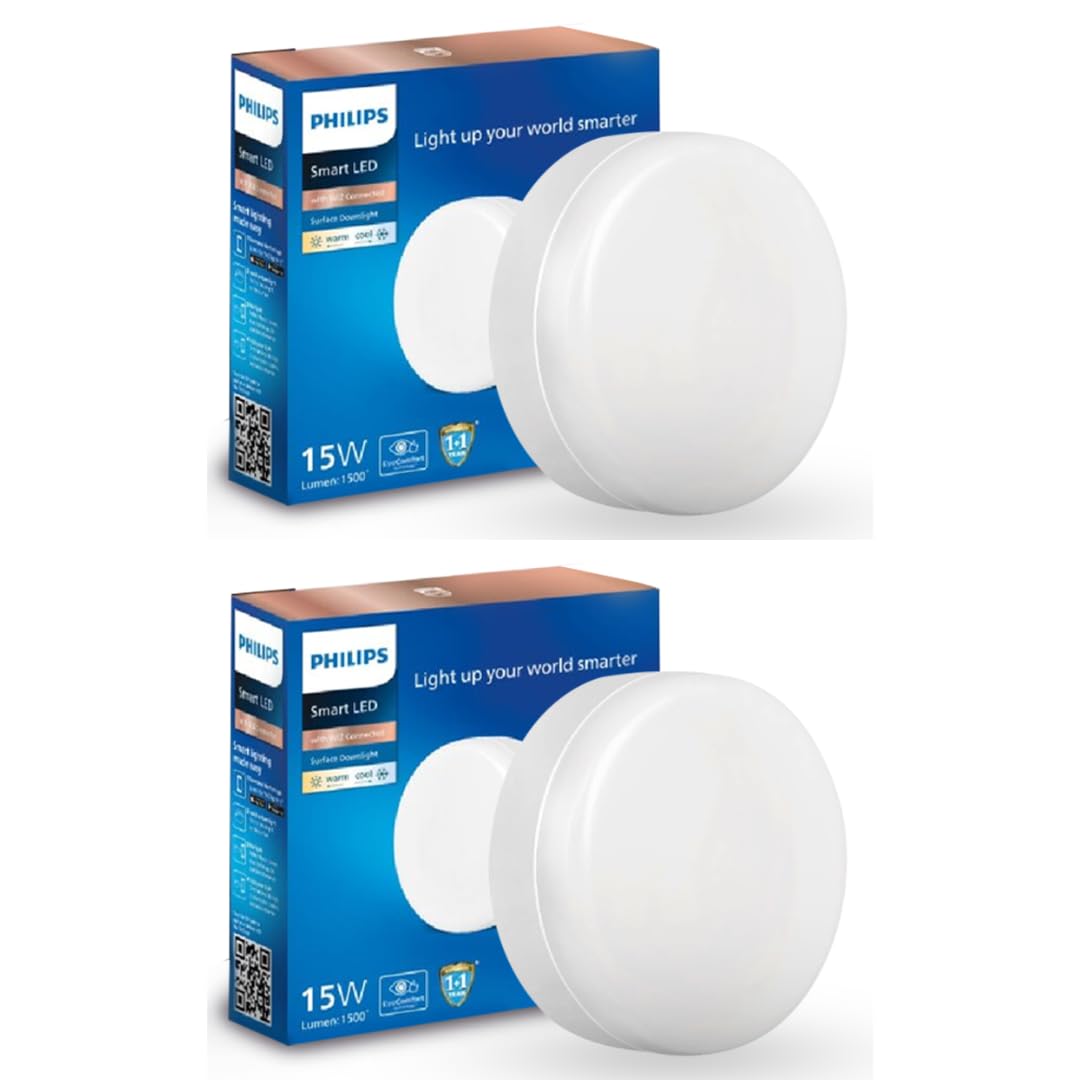 PHILIPS 15-watt Smart Wi-Fi Downlighter | LED Surface Wiz Connected Downlighter Compatible with Amazon Alexa and Google Assistant | Colour : Tunable White, Pack of 2-image-15