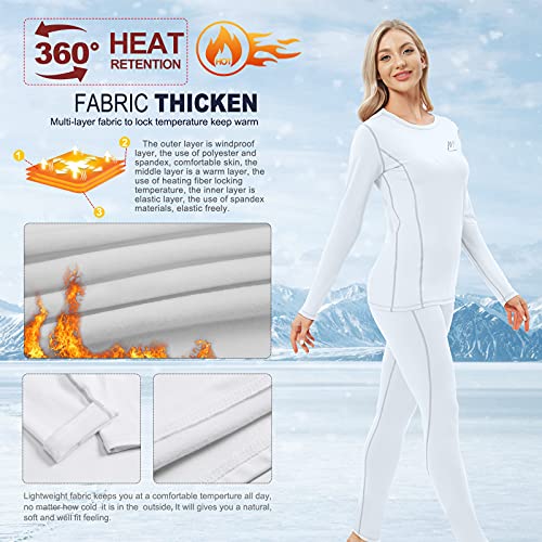 Meethoo Thermal Underwear For Women, Winter Warm Base Layer Compression Set, Fleece Lined Long Johns Running Skiing #TOP2