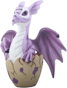 Purple Baby Dragon with Black Striped Nose in Cracked Eggshell