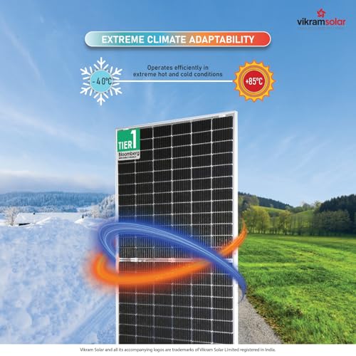 Image of Vikram Solar 550Watt DCR Solar Panel for Home, Eligible for Govt Subsidies|PARADEA High Efficiency BI-Facial Glass PV Module|144 Half-Cut Cells|50.2V Voc, 13.74A Isc|30 Years Warranty|Pack of 2~1.1KW