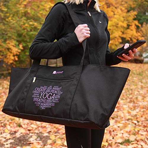 Aurorae Yoga Mat Bag, Fits Most Yoga Mats and Accessories, in Black and White Pattern