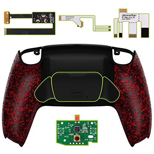 eXtremeRate Programmierbares RISE2.0 Remap Kit für ps5 Controller BDM-010(CFI-ZCT1*) & BDM 020(CFI-ZCT1*A),Rückseite Gehäuse/Hülle/Case Knöpfe/Tasten für ps5(Texturiertes Rot)-KEIN Controller