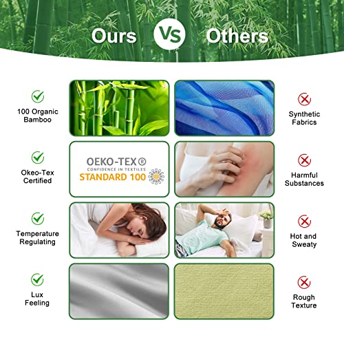 Cozylux 100% Organic Bamboo-Rayon Duvet Cover Set King Size Light Grey 3Pcs 300Tc Luxury Comforter Cover 104" X 90", Oeko-Tex Cooling Duvet Covers With Zipper Closure And Corner Ties,Light Gray #TOP2