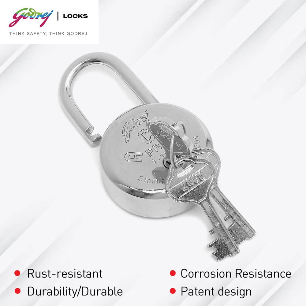 Godrej Locks | Ace Pro 5 Levers 48mm Round Padlock | Strong Double Locking | 3Keys | for aldrops, Lockers,toolboxes,Cycle Cable Ends, Wooden cupboards, suitcases | Silver Finish |1 Year Warranty — Amazon image 5