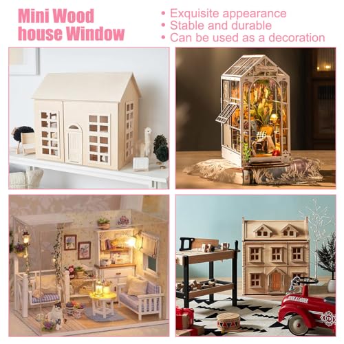 OLYCRAFT 20 Stück Miniatur Fensterrahmen Aus Holz Quadratisch Miniatur Fensterrahmen Mini Fenster Gartenornamente Mini Möbel Fensterrahmen Für Miniatur Häuser Dekoration Möbelzubehör - 7x7cm