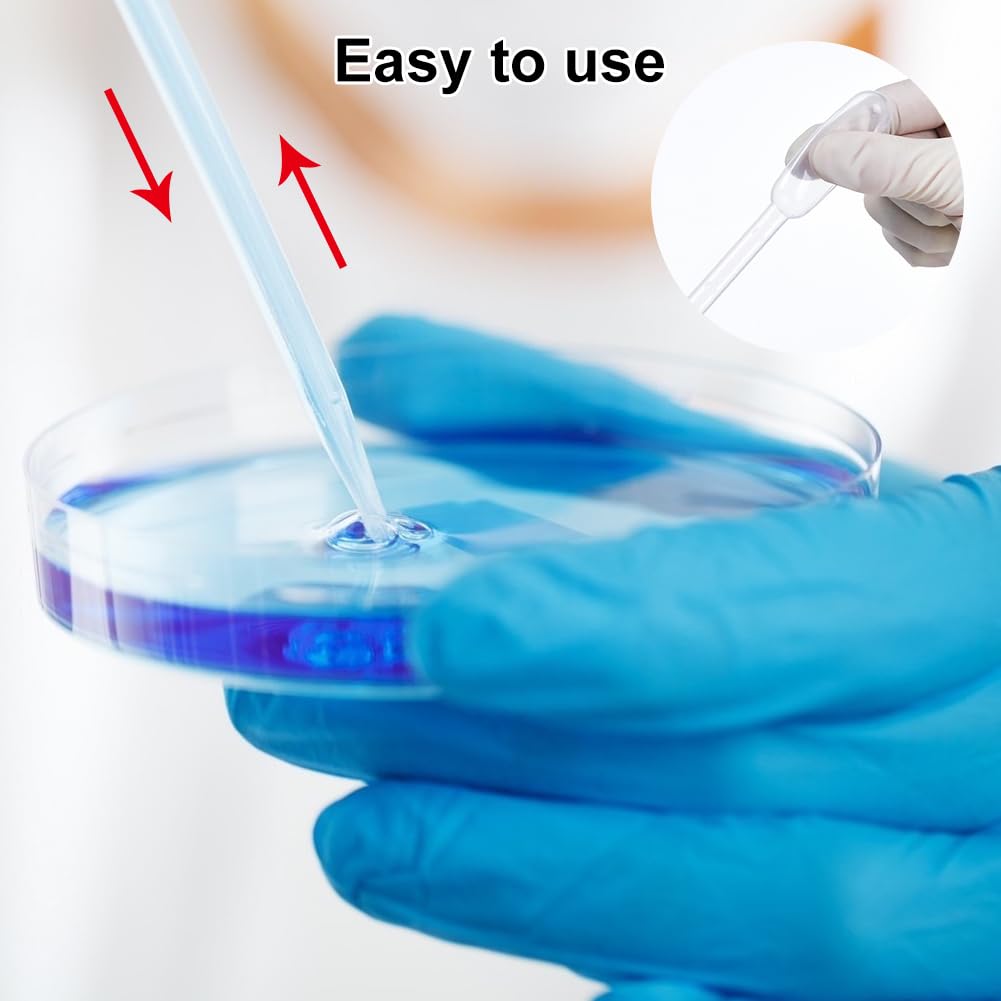 Piastra Petri,Petri Dishes,Piastra Petri in Plastica,Piatti Petri in Vetro, per Cultura di Laboratorio Lievito Batterico,10 con 2 Pipette di Trasferimento per Cultura di Laboratorio Lievito Batterico