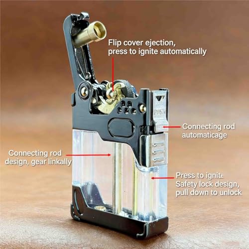 Encendedor mecánico retro para hombre con tanque transparente miniatura 4