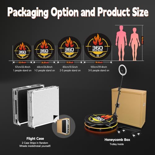 Image of 360 Photo Booth Machine for Parties, 22.5 inch Slow Motion Rotating Video Booth for 1-3 People Stand, RGB Strip Light Software APP Control 360 Photo Booth