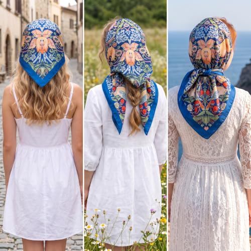 Image of Ravaiyaa - Attitude is everything Women Printed Silk Bandana 21 x 21 Inch Square Headband & Hair Wrap, Soft & Versatile | Fashion Neck Wrap
