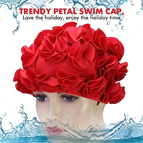DEWIN Swim Cap, Swimming Hat Retro Floral Flower Fashion Elastic Swiming Hat Long Hair Swim Bathing Cap for Women Children - Image 2
