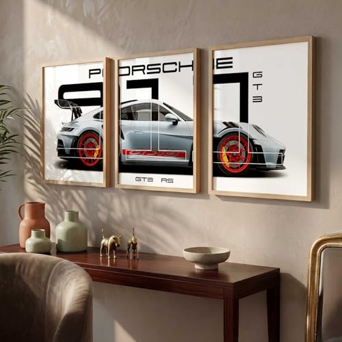 Image of HOTHOUSE Big Porsche Cars Framed Posters Gift Items for Boys Room Wall Decoration Bedroom Living Room Office Studio Decor | Car Poster Frame for Wall Decor Set Of 3 Size (10 X 13 inch)