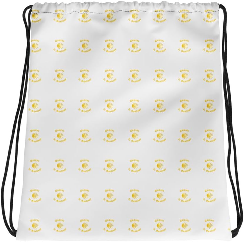 Camino de Santiago Drawstring Bag Gift for Peregrino, Yellow on White