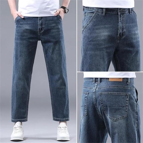 Men's Summer Jeans Thin Cotton Stretch Pants Casual Loose Straight Nine-Point Denim Trousers Fashion4