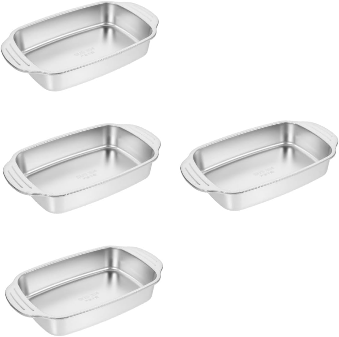 Tofficu 4pcs Stainless Steel Multi-use Roasting Pan for Fish and Seafood Rectangular Tray for Home and Commercial Grills for Lobsters and Banquet Serving