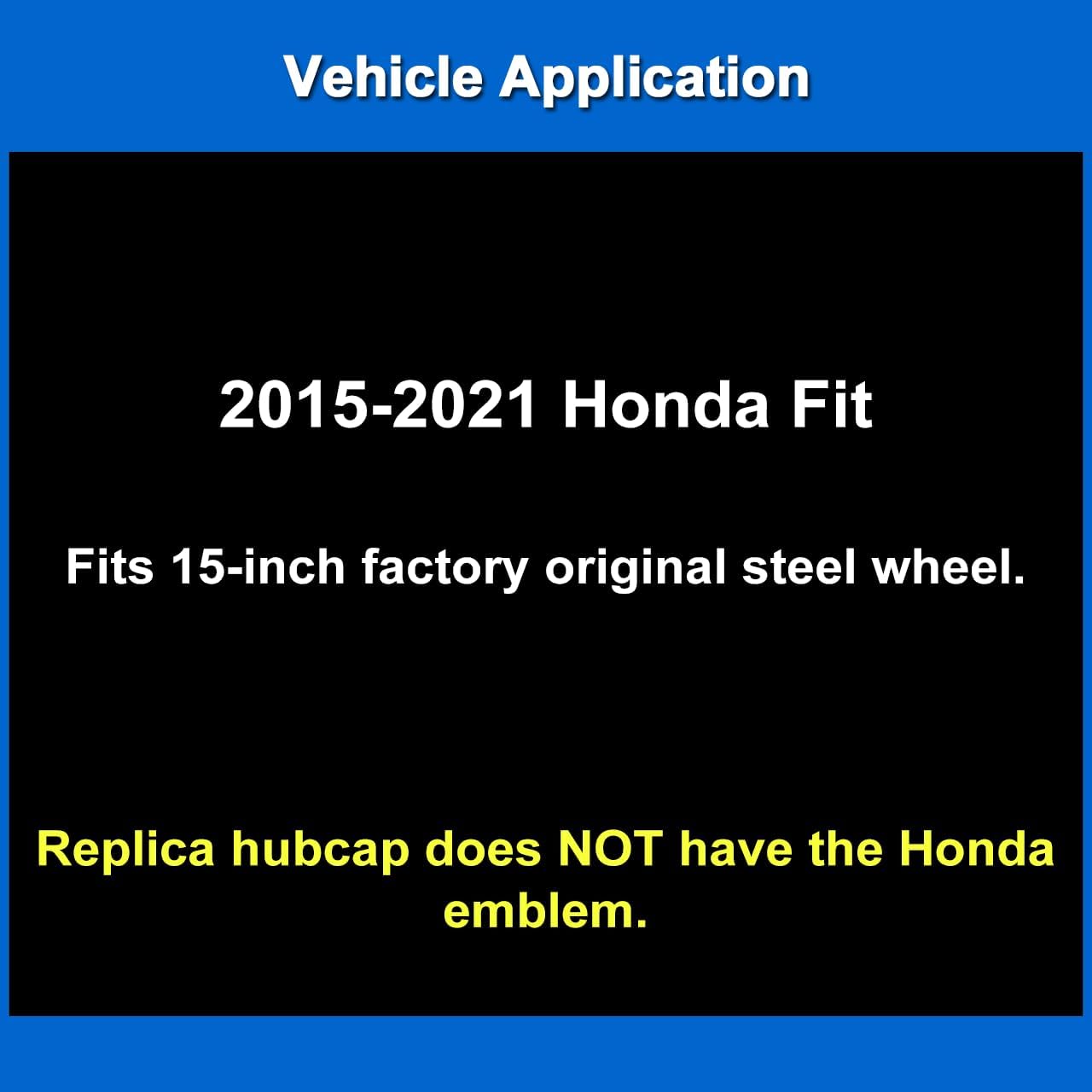 Premium Replica Hubcap, Replacement for Honda Fit 2015-2021, 15-inch Wheel Cover (1 Piece)