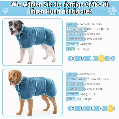 HezzLuv Hundebademantel Ultra Saugfähig Mikrofaser Hunde Trockenmantel